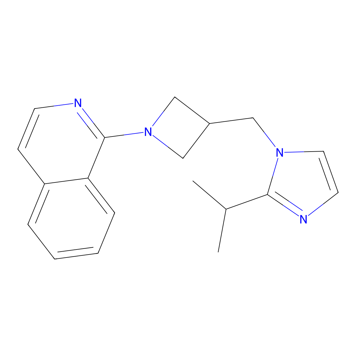 1-(3-{[2-(propan-2-yl)-1H-imidazol-1-yl]methyl}azetidin-1-yl)isoquinoline molecular structure, CAS 2741901-36-8