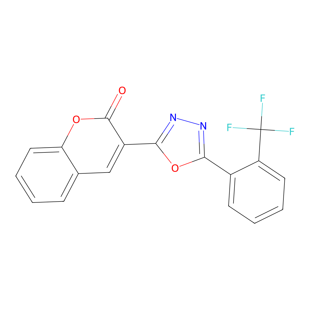 3-{5-[2-(trifluoromethyl)phenyl]-1,3,4-oxadiazol-2-yl}-2H-chromen-2-one molecular structure, CAS 2741901-37-9