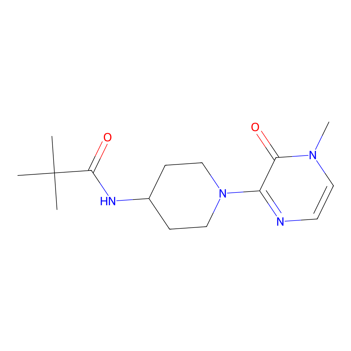 2,2-dimethyl-N-[1-(4-methyl-3-oxo-3,4-dihydropyrazin-2-yl)piperidin-4-yl]propanamide molecular structure, CAS 2741901-44-8