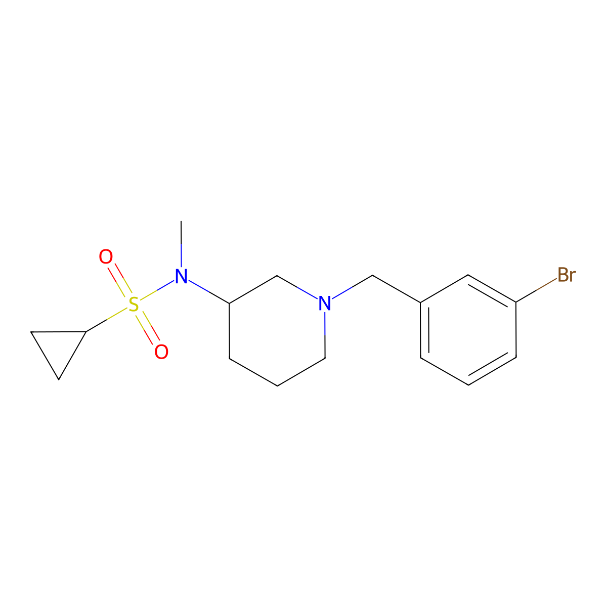 N-{1-[(3-bromophenyl)methyl]piperidin-3-yl}-N-methylcyclopropanesulfonamide molecular structure, CAS 2741901-45-9