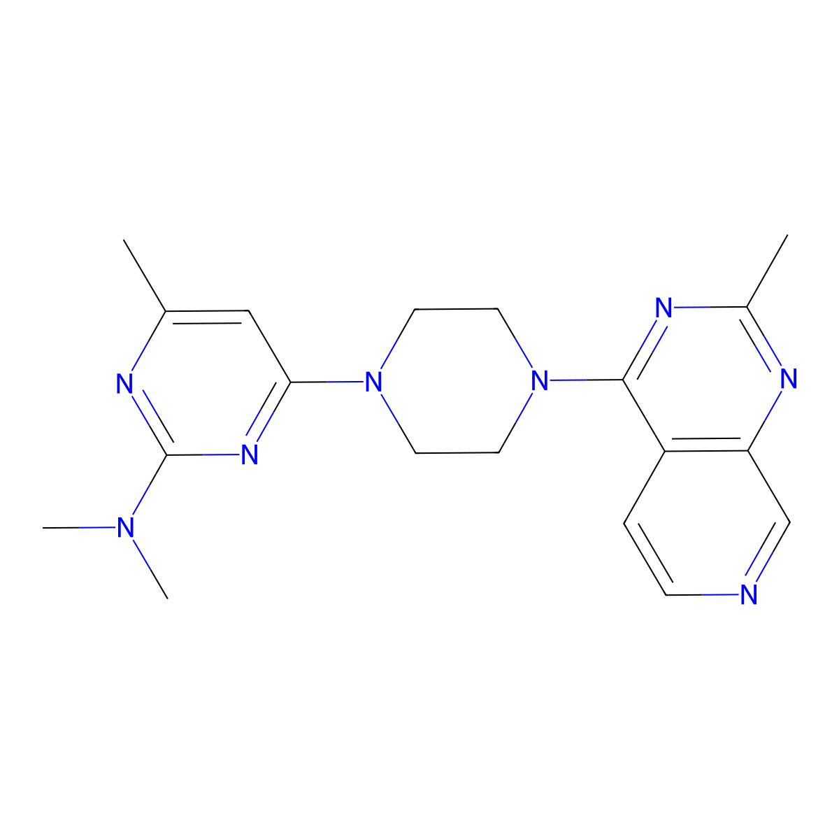 N,N,4-trimethyl-6-(4-{2-methylpyrido[3,4-d]pyrimidin-4-yl}piperazin-1-yl)pyrimidin-2-amine molecular structure, CAS 2741901-48-2