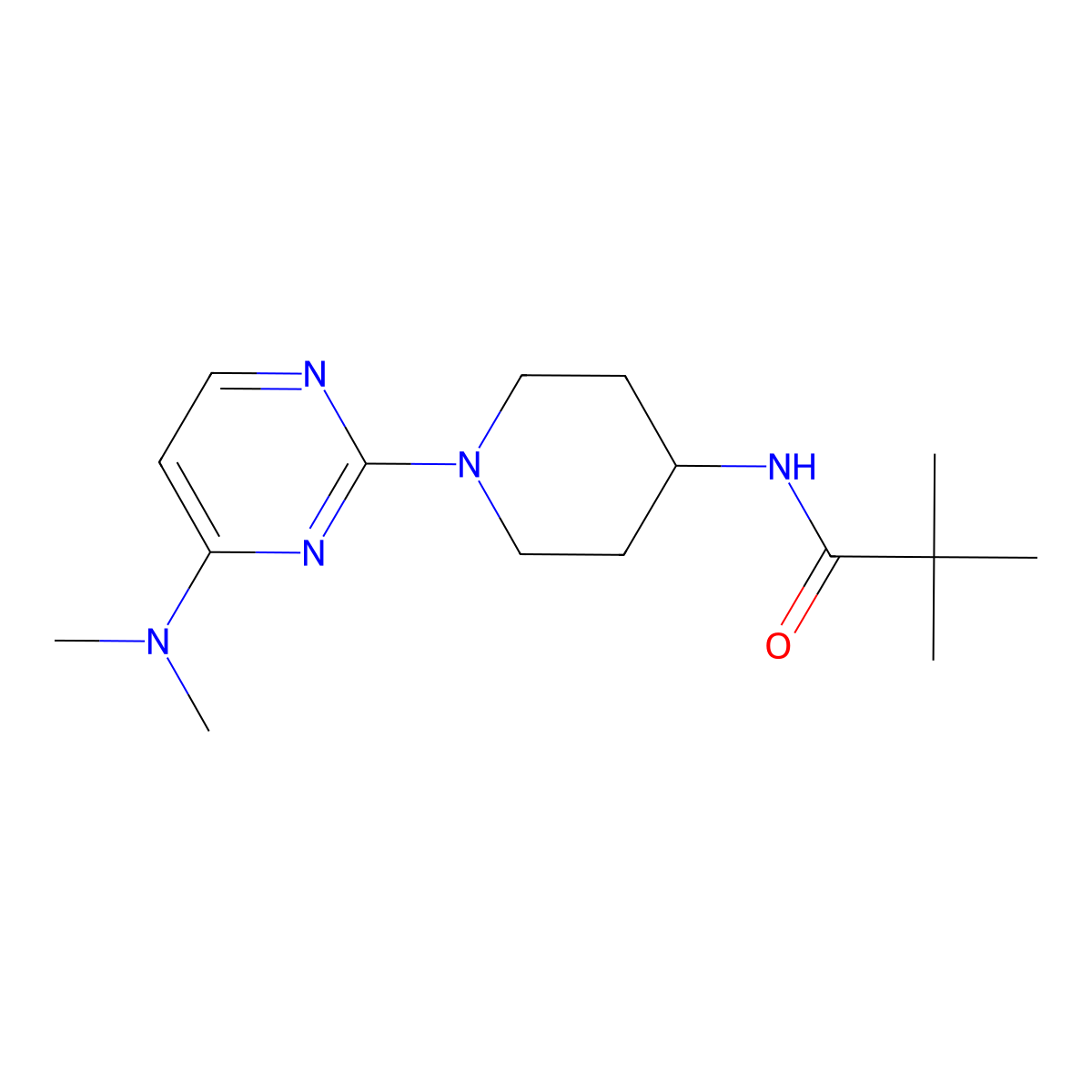 N-{1-[4-(dimethylamino)pyrimidin-2-yl]piperidin-4-yl}-2,2-dimethylpropanamide molecular structure, CAS 2741901-49-3