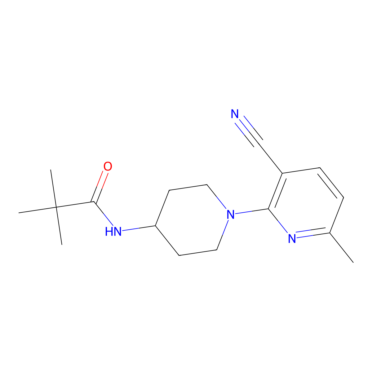 N-[1-(3-cyano-6-methylpyridin-2-yl)piperidin-4-yl]-2,2-dimethylpropanamide molecular structure, CAS 2741901-51-7