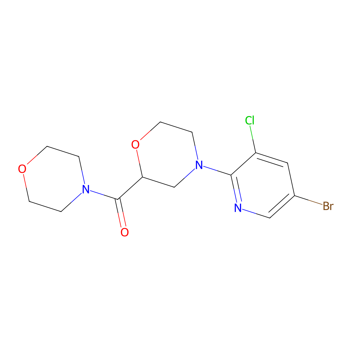 4-(5-Bromo-3-chloropyridin-2-yl)-2-(morpholine-4-carbonyl)morpholine molecular structure, CAS 2741901-52-8