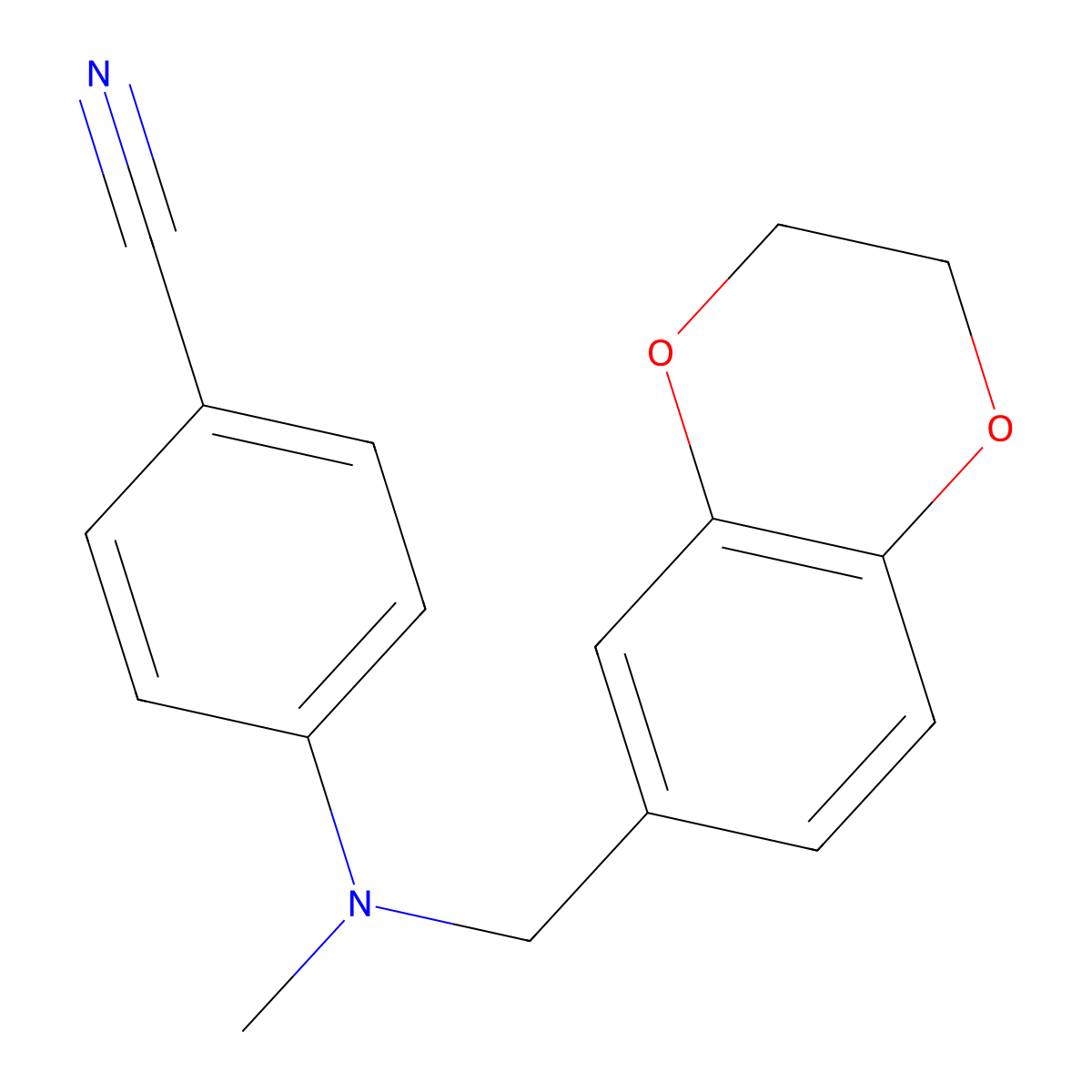 4-{[(2,3-Dihydro-1,4-benzodioxin-6-yl)methyl](methyl)amino}benzonitrile molecular structure, CAS 2741901-55-1