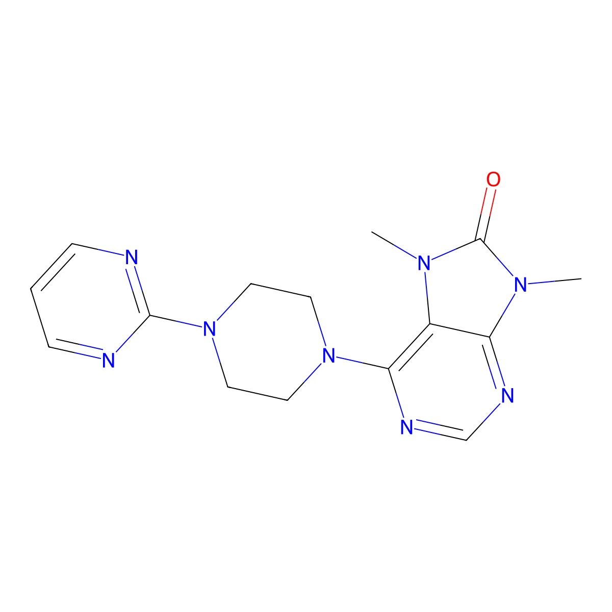 7,9-dimethyl-6-[4-(pyrimidin-2-yl)piperazin-1-yl]-8,9-dihydro-7H-purin-8-one molecular structure, CAS 2741901-59-5