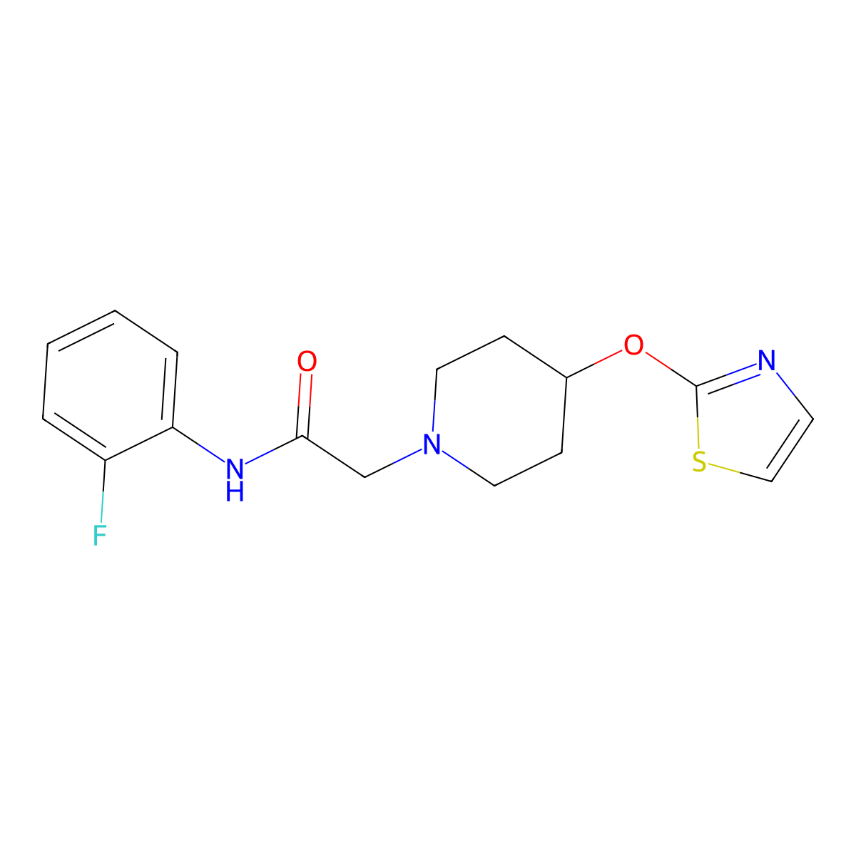 N-(2-fluorophenyl)-2-[4-(1,3-thiazol-2-yloxy)piperidin-1-yl]acetamide molecular structure, CAS 2741901-60-8