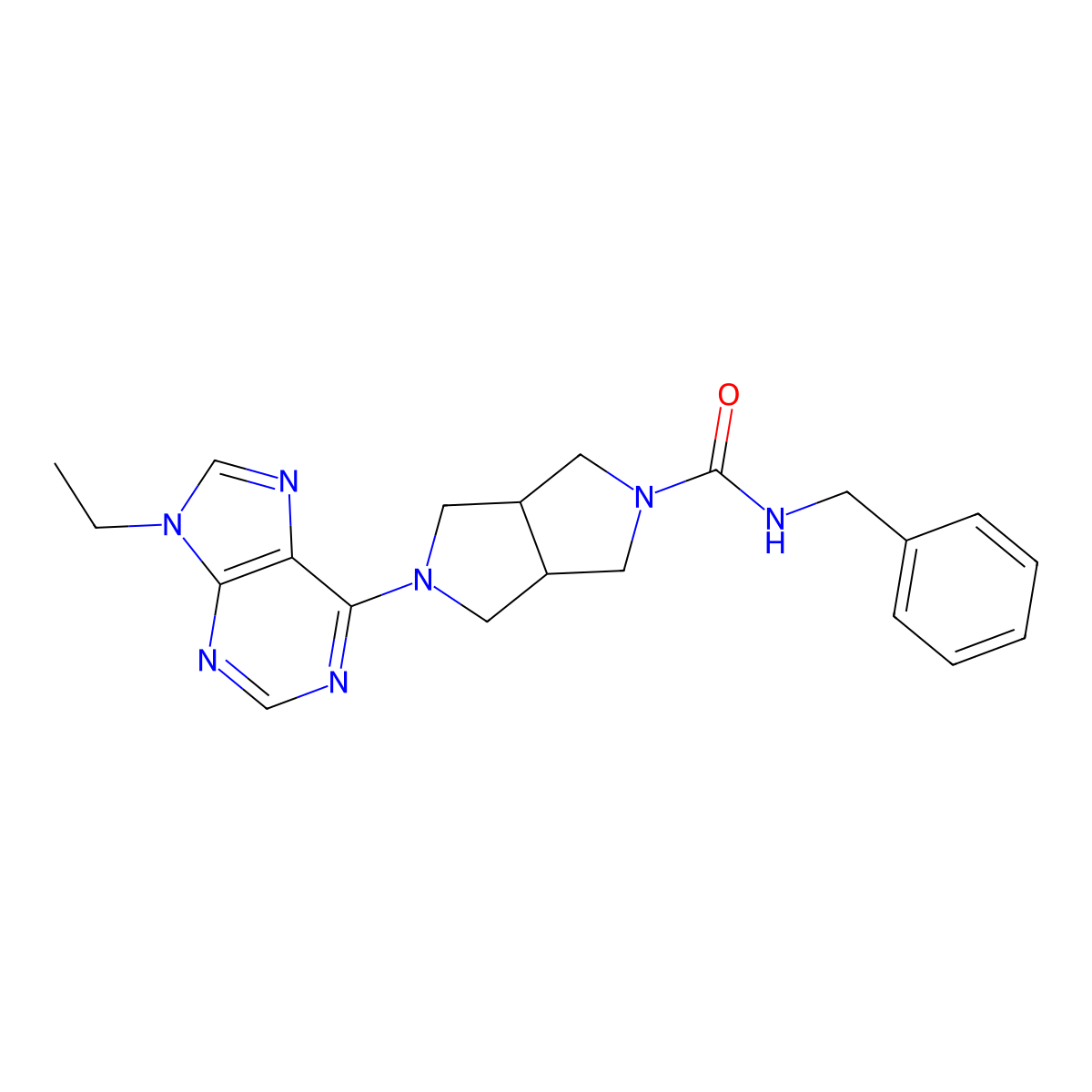 N-benzyl-5-(9-ethyl-9H-purin-6-yl)-octahydropyrrolo[3,4-c]pyrrole-2-carboxamide molecular structure, CAS 2741901-63-1