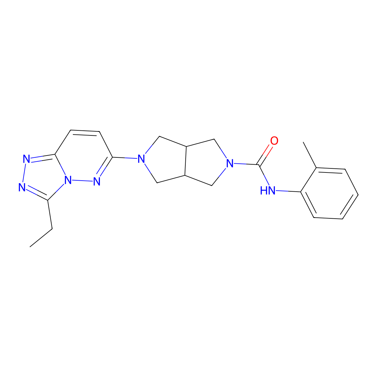 5-{3-ethyl-[1,2,4]triazolo[4,3-b]pyridazin-6-yl}-N-(2-methylphenyl)-octahydropyrrolo[3,4-c]pyrrole-2-carboxamide molecular structure, CAS 2741901-64-2