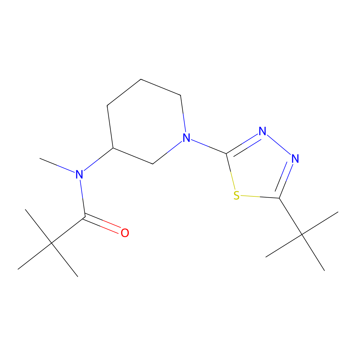 N-[1-(5-tert-butyl-1,3,4-thiadiazol-2-yl)piperidin-3-yl]-N,2,2-trimethylpropanamide molecular structure, CAS 2741901-67-5