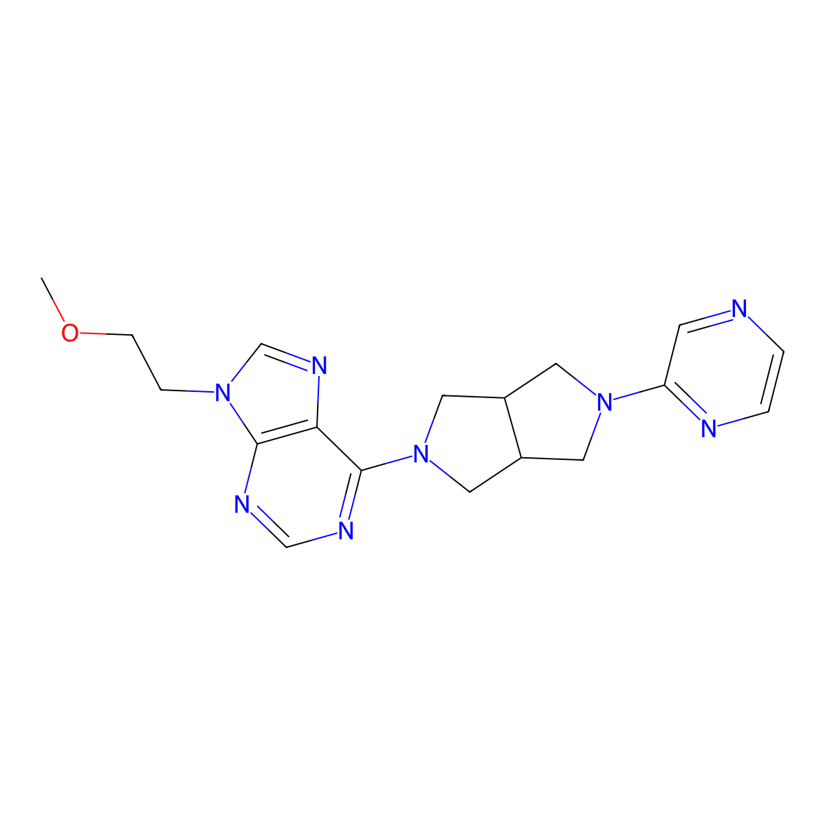 9-(2-methoxyethyl)-6-[5-(pyrazin-2-yl)-octahydropyrrolo[3,4-c]pyrrol-2-yl]-9H-purine molecular structure, CAS 2741901-69-7