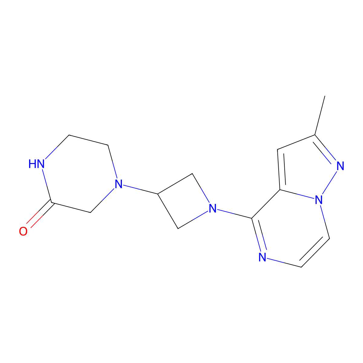 4-(1-{2-Methylpyrazolo[1,5-a]pyrazin-4-yl}azetidin-3-yl)piperazin-2-one molecular structure, CAS 2741901-70-0