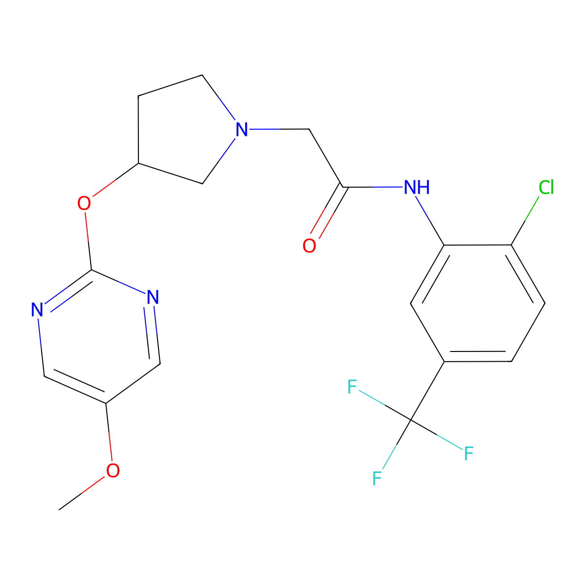 N-[2-chloro-5-(trifluoromethyl)phenyl]-2-{3-[(5-methoxypyrimidin-2-yl)oxy]pyrrolidin-1-yl}acetamide molecular structure, CAS 2741901-73-3