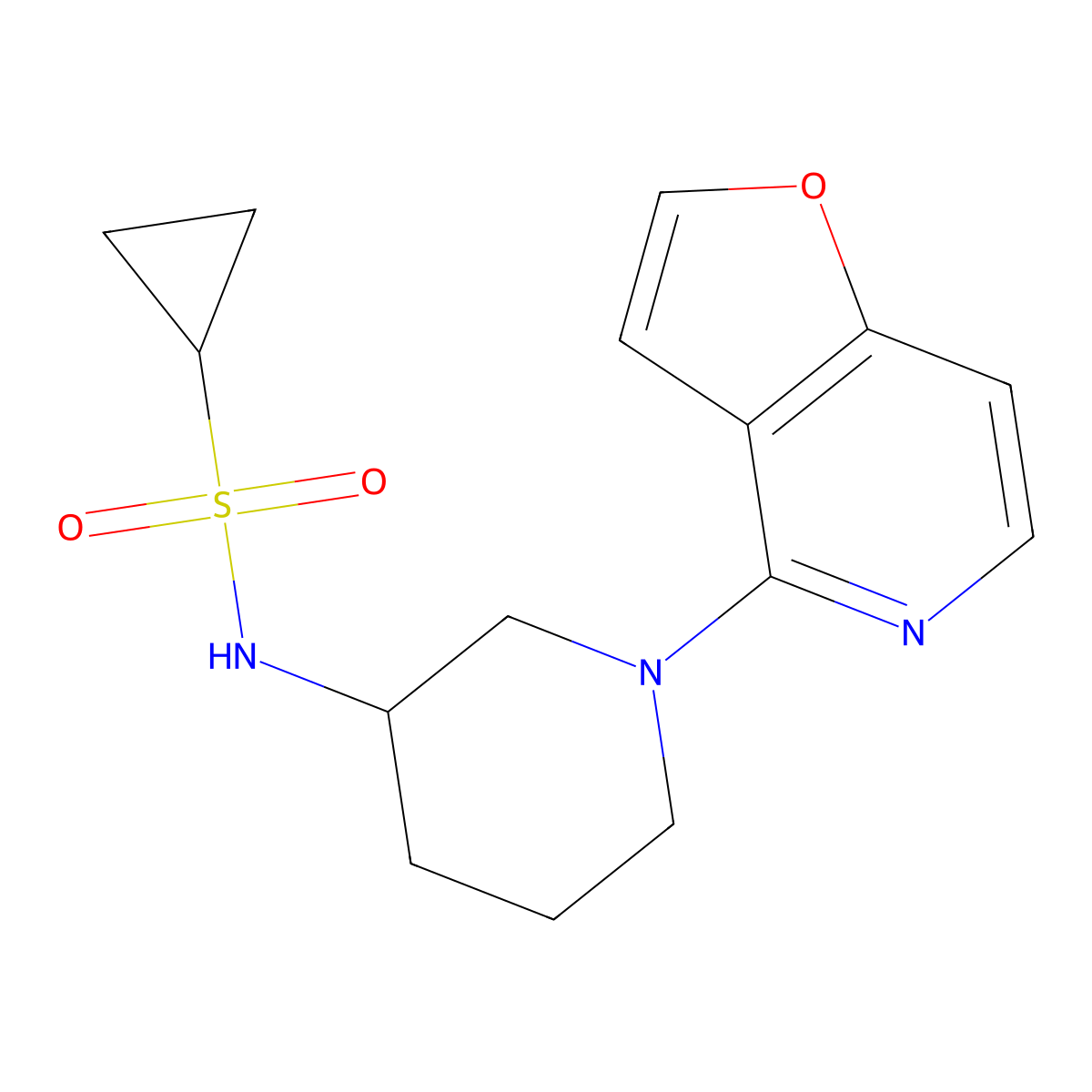 N-(1-{furo[3,2-c]pyridin-4-yl}piperidin-3-yl)cyclopropanesulfonamide molecular structure, CAS 2741907-02-6