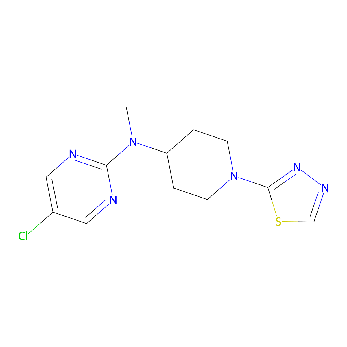 5-chloro-N-methyl-N-[1-(1,3,4-thiadiazol-2-yl)piperidin-4-yl]pyrimidin-2-amine molecular structure, CAS 2741907-04-8