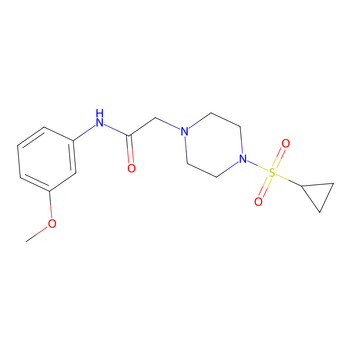 2-[4-(cyclopropanesulfonyl)piperazin-1-yl]-N-(3-methoxyphenyl)acetamide molecular structure, CAS 2741907-05-9