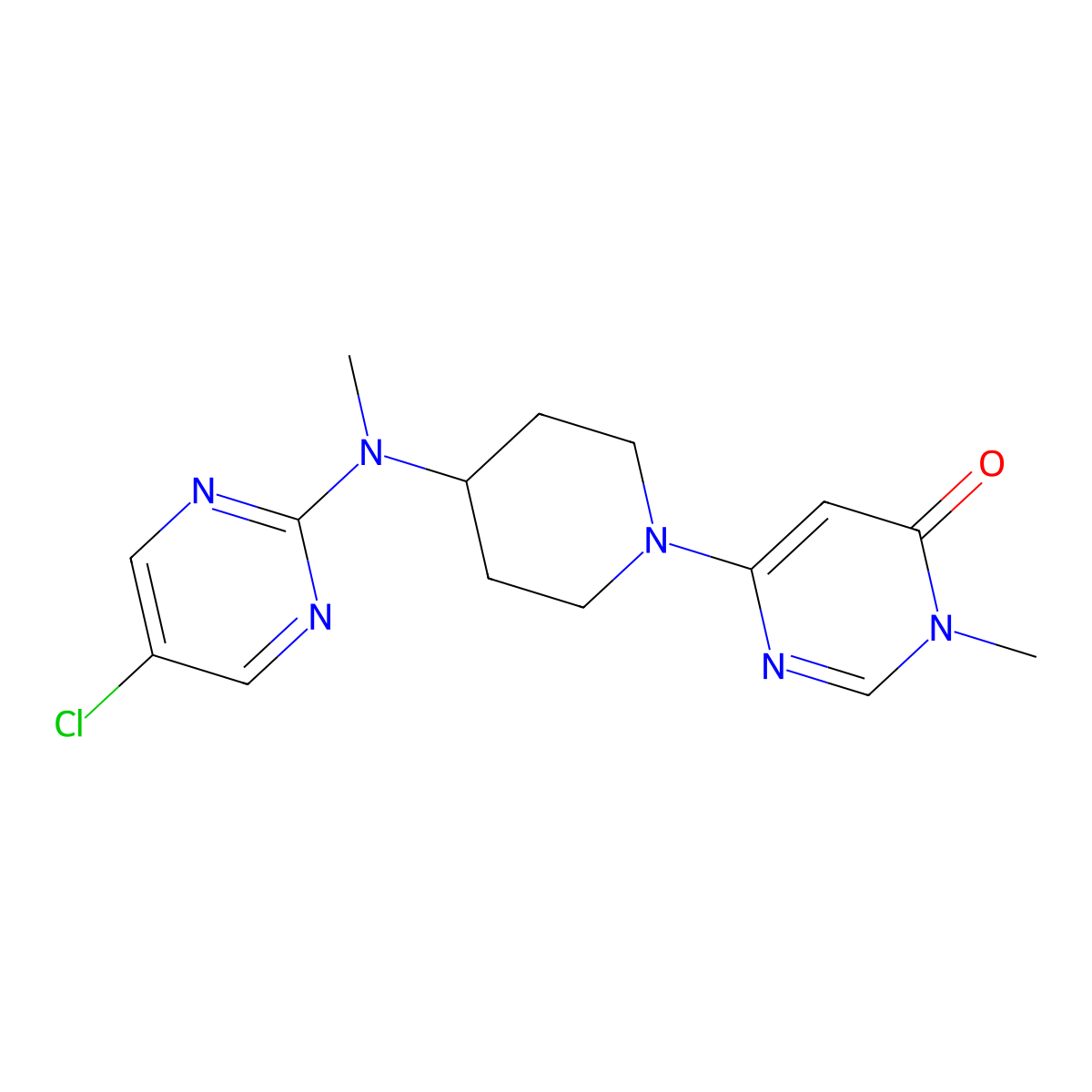 6-{4-[(5-Chloropyrimidin-2-yl)(methyl)amino]piperidin-1-yl}-3-methyl-3,4-dihydropyrimidin-4-one molecular structure, CAS 2741907-07-1