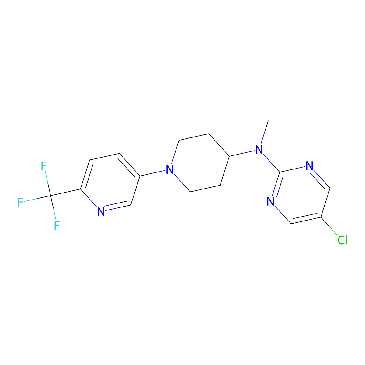 5-chloro-N-methyl-N-{1-[6-(trifluoromethyl)pyridin-3-yl]piperidin-4-yl}pyrimidin-2-amine molecular structure, CAS 2741907-08-2