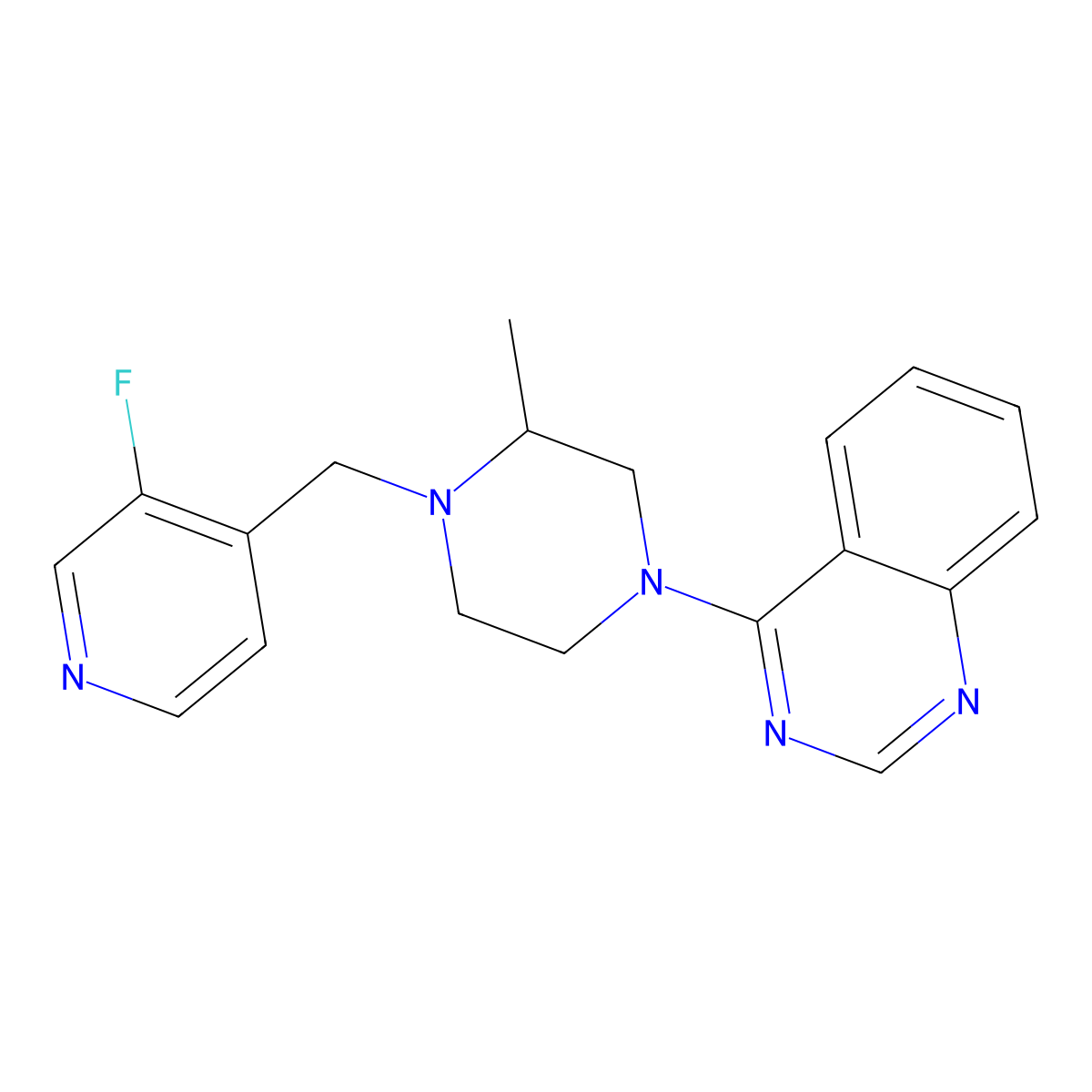 4-{4-[(3-Fluoropyridin-4-yl)methyl]-3-methylpiperazin-1-yl}quinazoline molecular structure, CAS 2741907-17-3
