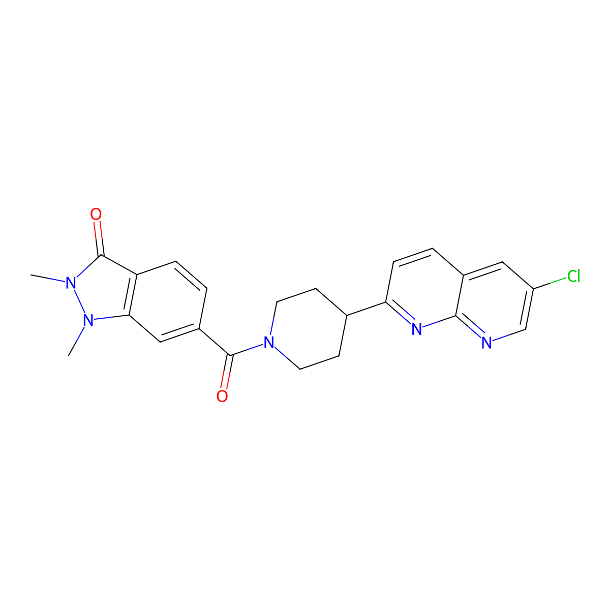 6-[4-(6-chloro-1,8-naphthyridin-2-yl)piperidine-1-carbonyl]-1,2-dimethyl-2,3-dihydro-1H-indazol-3-one molecular structure, CAS 2741907-18-4