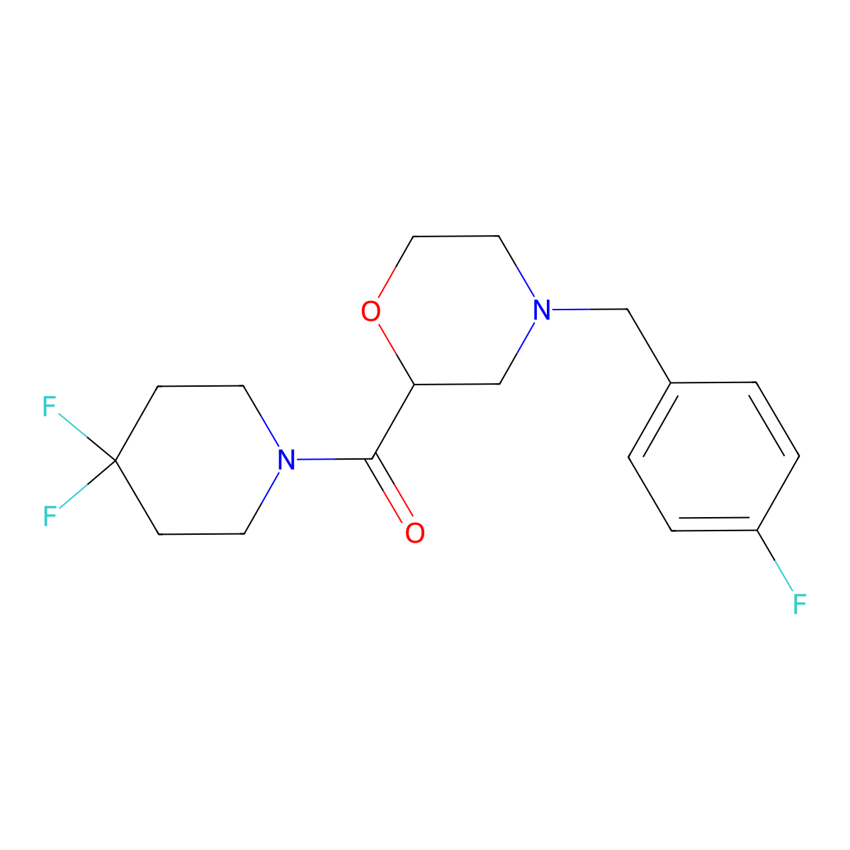 2-(4,4-Difluoropiperidine-1-carbonyl)-4-[(4-fluorophenyl)methyl]morpholine molecular structure, CAS 2741907-19-5