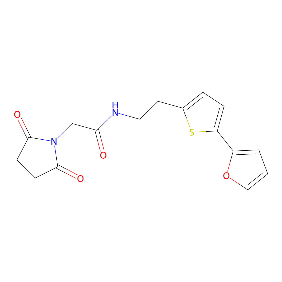 2-(2,5-dioxopyrrolidin-1-yl)-N-{2-[5-(furan-2-yl)thiophen-2-yl]ethyl}acetamide molecular structure, CAS 2741907-23-1