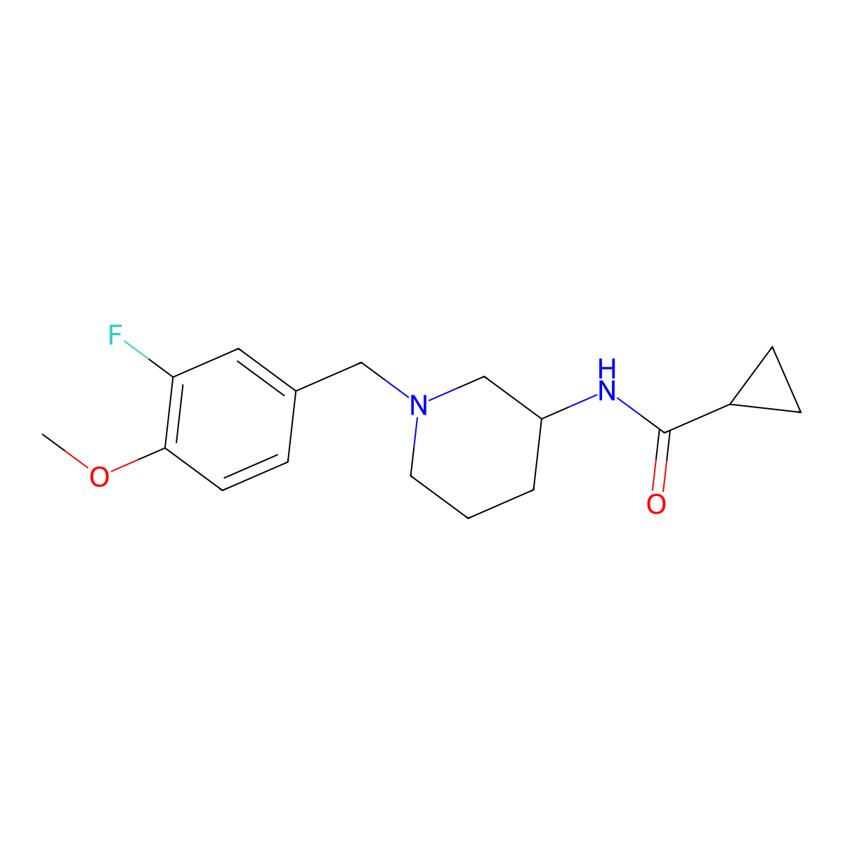 N-{1-[(3-fluoro-4-methoxyphenyl)methyl]piperidin-3-yl}cyclopropanecarboxamide molecular structure, CAS 2741907-26-4