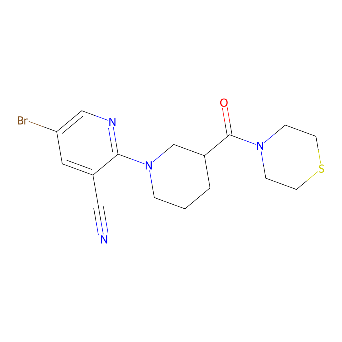 5-Bromo-2-[3-(thiomorpholine-4-carbonyl)piperidin-1-yl]pyridine-3-carbonitrile molecular structure, CAS 2741907-38-8