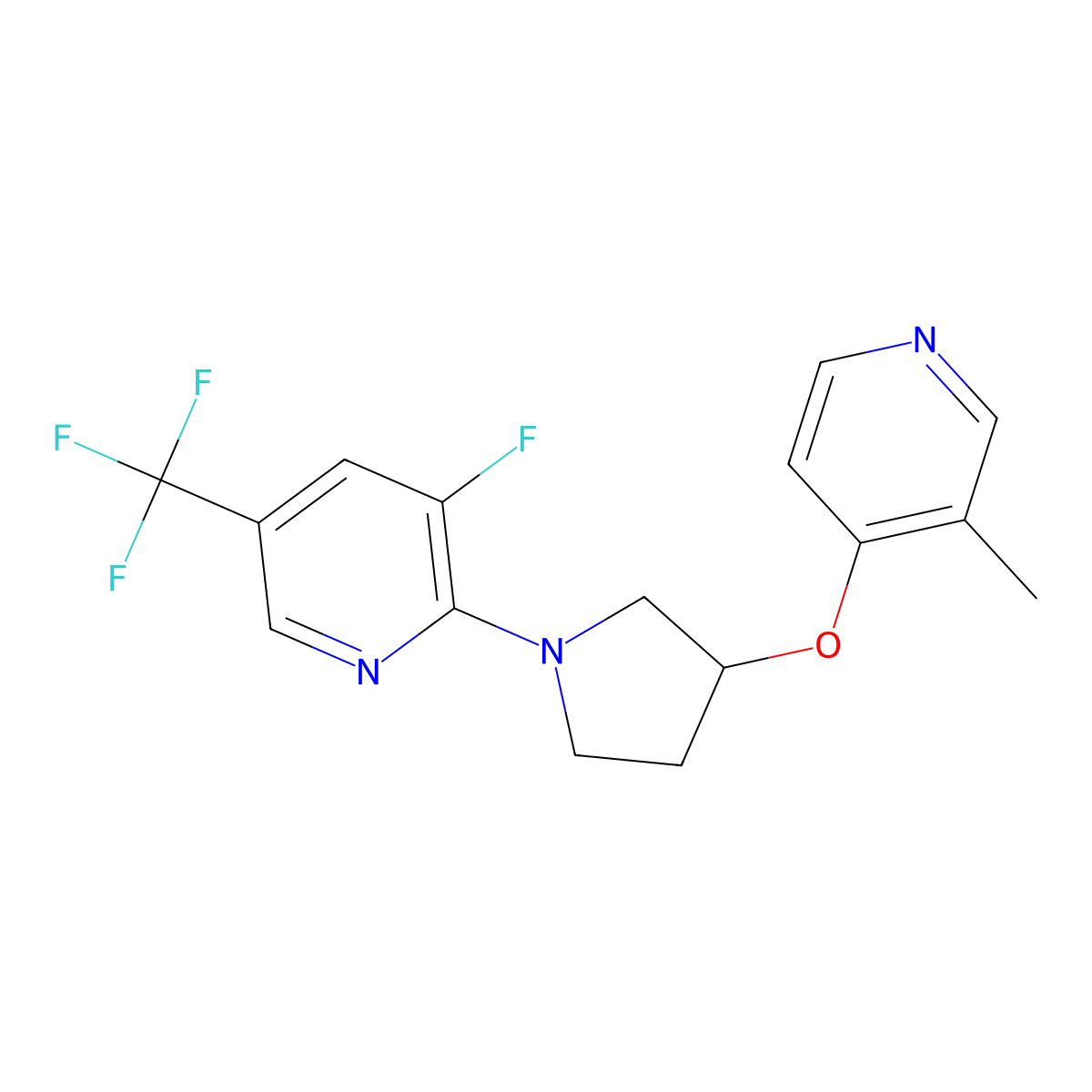 3-Fluoro-2-{3-[(3-methylpyridin-4-yl)oxy]pyrrolidin-1-yl}-5-(trifluoromethyl)pyridine molecular structure, CAS 2741907-40-2