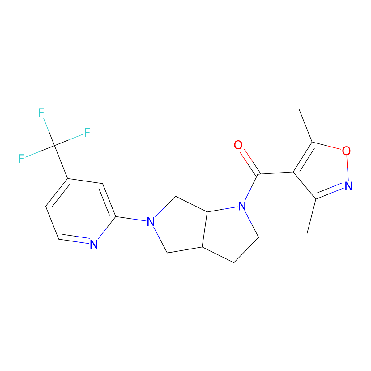 2-[1-(3,5-Dimethyl-1,2-oxazole-4-carbonyl)-octahydropyrrolo[2,3-c]pyrrol-5-yl]-4-(trifluoromethyl)pyridine molecular structure, CAS 2741907-42-4