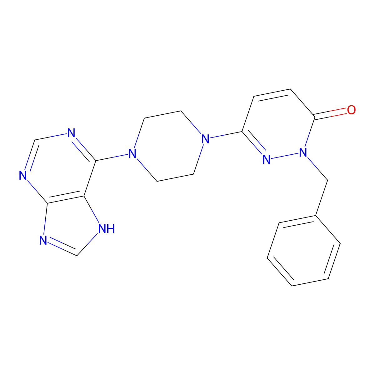 2-benzyl-6-[4-(9H-purin-6-yl)piperazin-1-yl]-2,3-dihydropyridazin-3-one molecular structure, CAS 2741907-50-4
