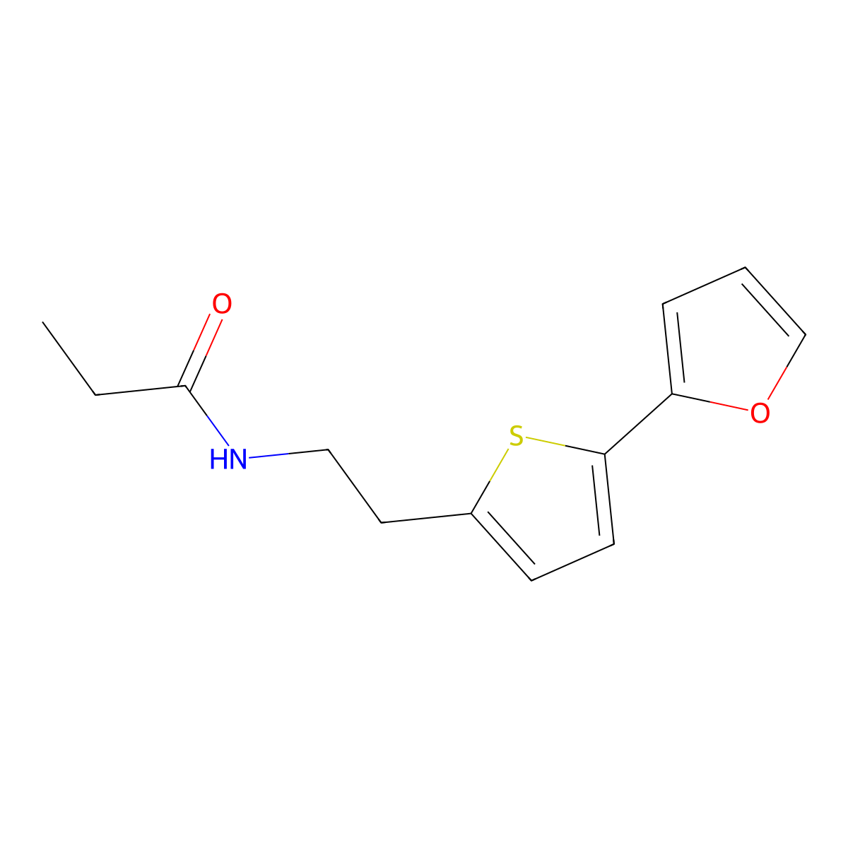 N-{2-[5-(furan-2-yl)thiophen-2-yl]ethyl}propanamide molecular structure, CAS 2741907-51-5