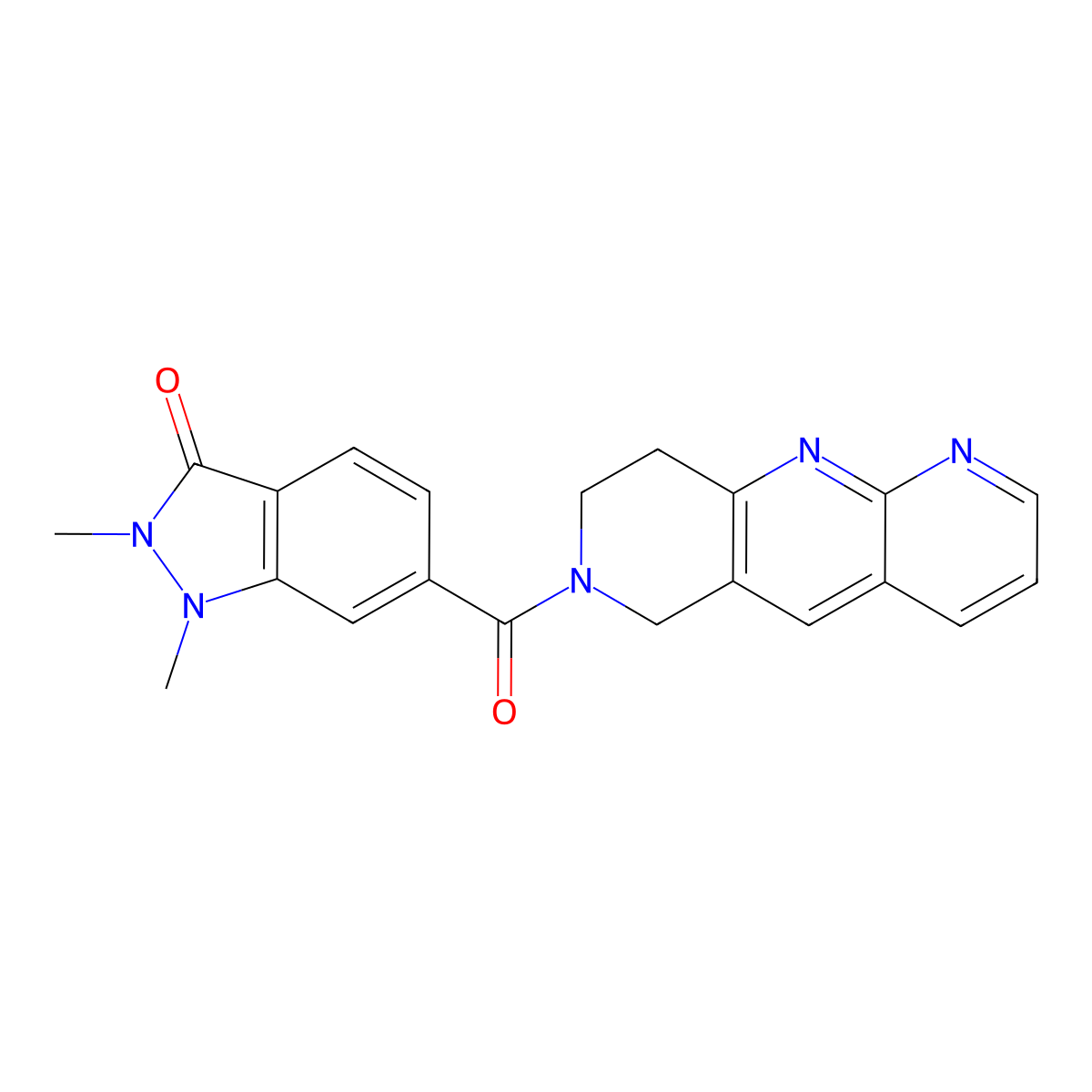 6-(8,9-dihydro-6H-pyrido[4,3-b][1,8]naphthyridine-7-carbonyl)-1,2-dimethylindazol-3-one molecular structure, CAS 2741907-62-8