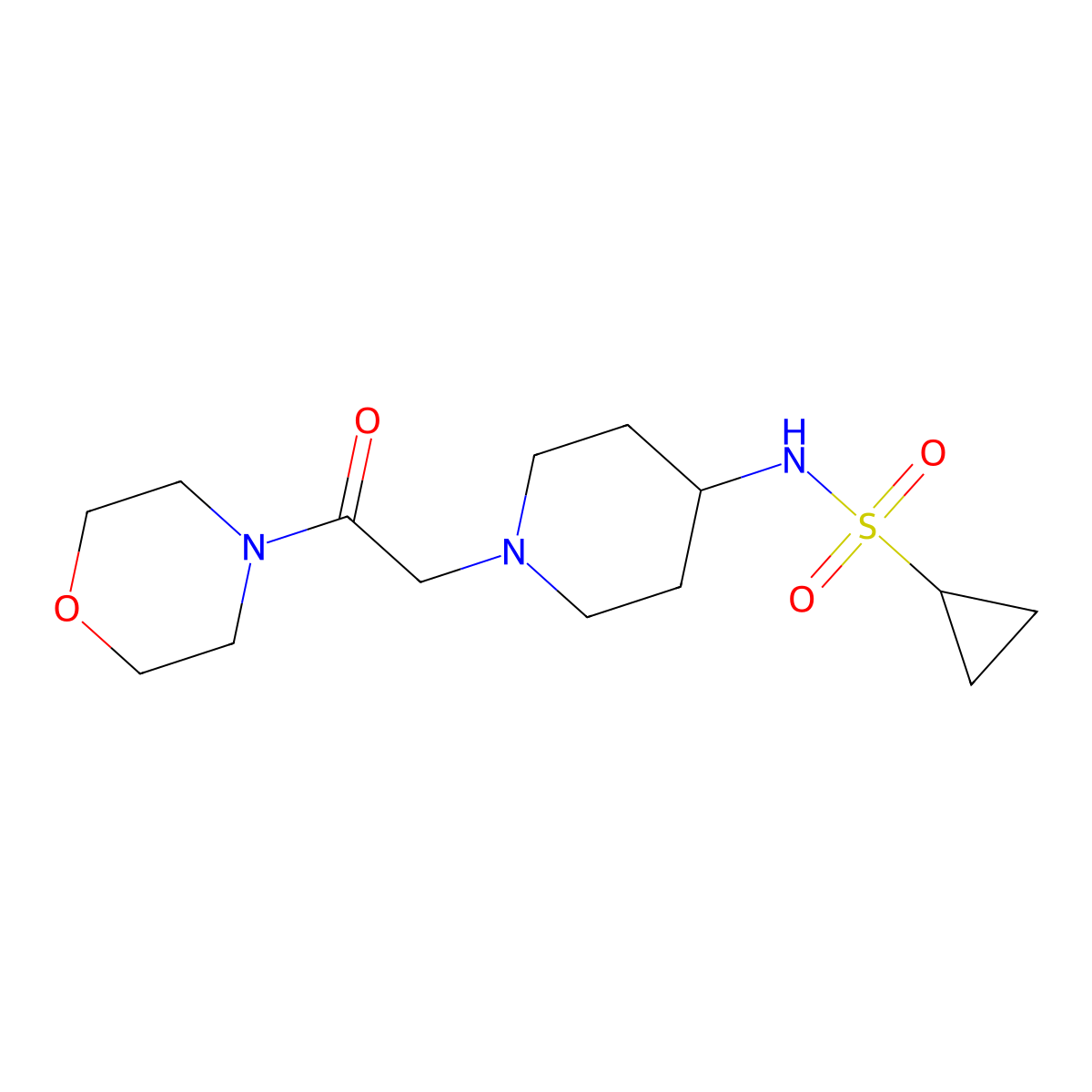 N-{1-[2-(morpholin-4-yl)-2-oxoethyl]piperidin-4-yl}cyclopropanesulfonamide molecular structure, CAS 2741907-65-1