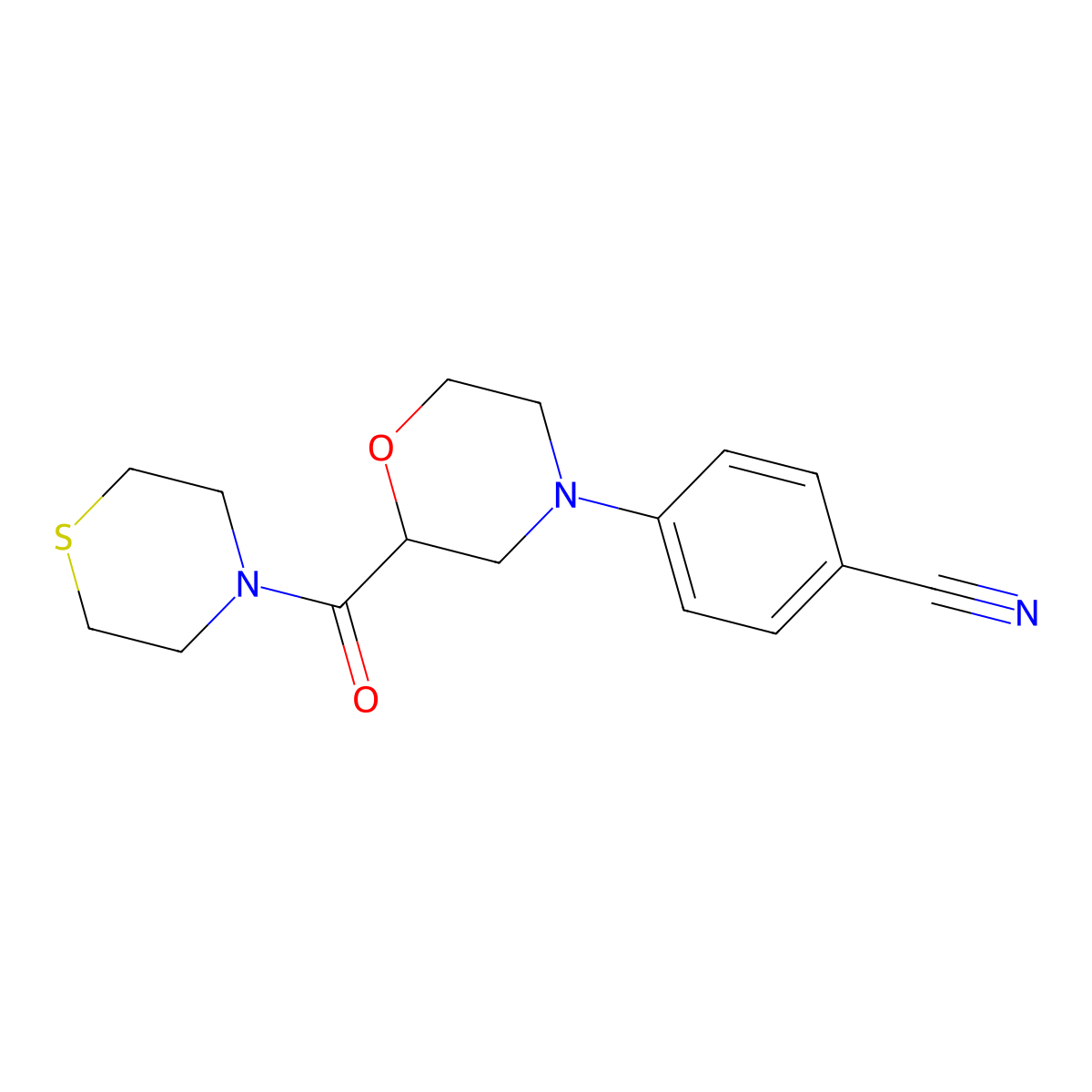 4-[2-(Thiomorpholine-4-carbonyl)morpholin-4-yl]benzonitrile molecular structure, CAS 2741907-69-5