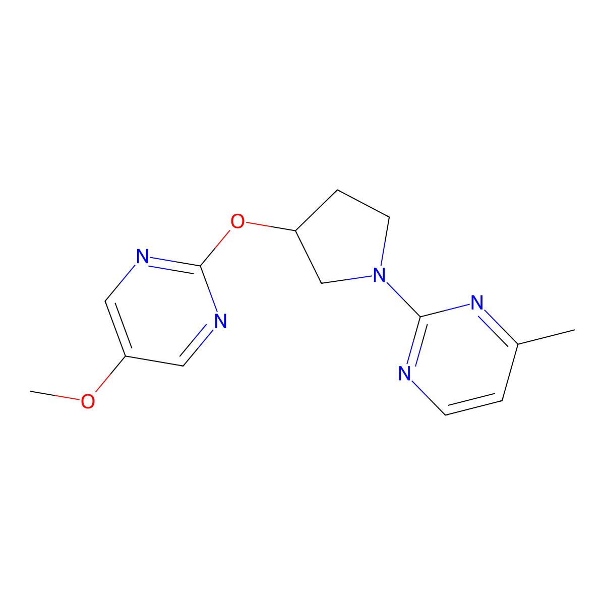 2-{3-[(5-Methoxypyrimidin-2-yl)oxy]pyrrolidin-1-yl}-4-methylpyrimidine molecular structure, CAS 2741907-79-7