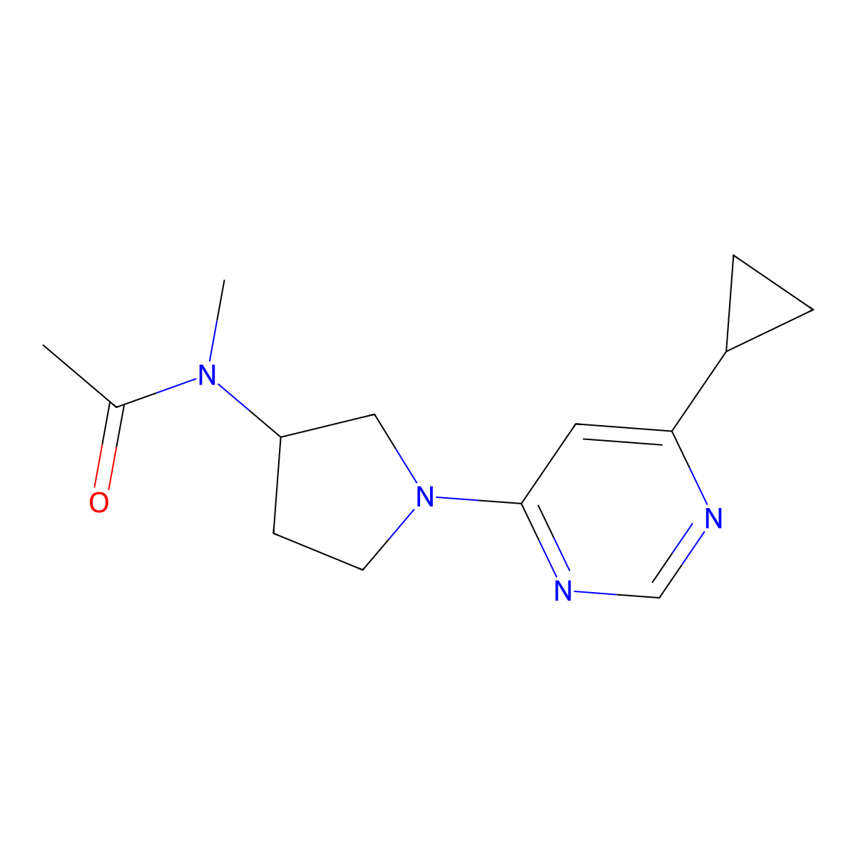 N-[1-(6-cyclopropylpyrimidin-4-yl)pyrrolidin-3-yl]-N-methylacetamide molecular structure, CAS 2741907-80-0