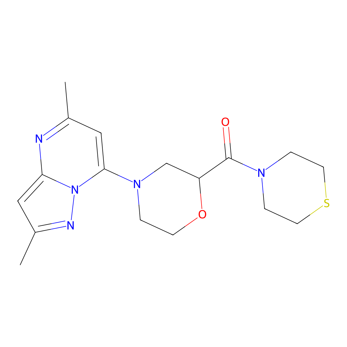 4-{2,5-Dimethylpyrazolo[1,5-a]pyrimidin-7-yl}-2-(thiomorpholine-4-carbonyl)morpholine molecular structure, CAS 2741907-81-1