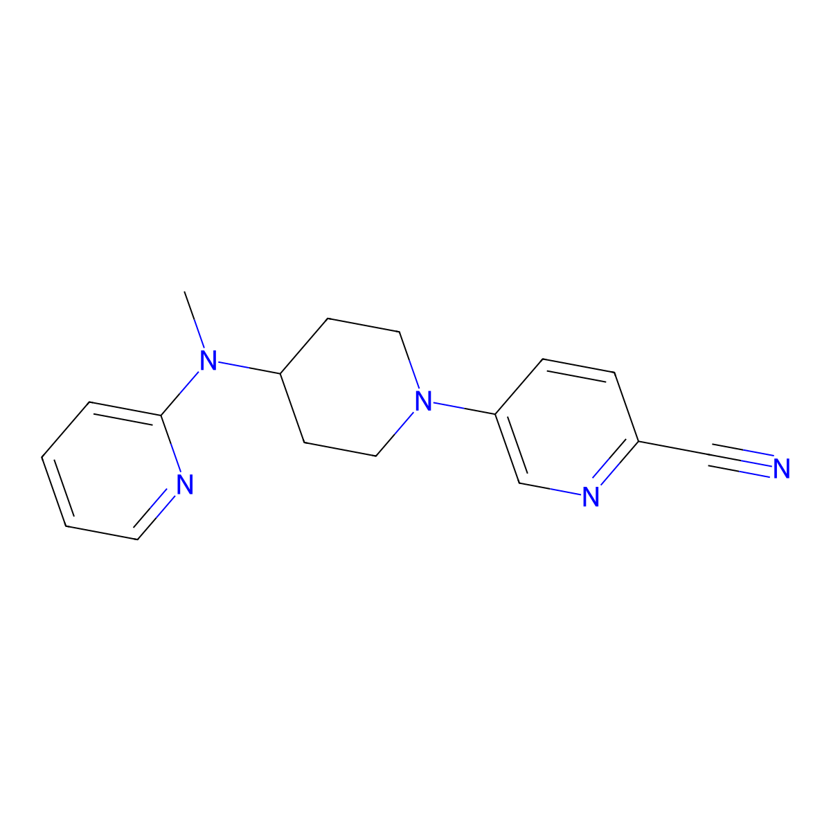 5-{4-[Methyl(pyridin-2-yl)amino]piperidin-1-yl}pyridine-2-carbonitrile molecular structure, CAS 2741907-86-6