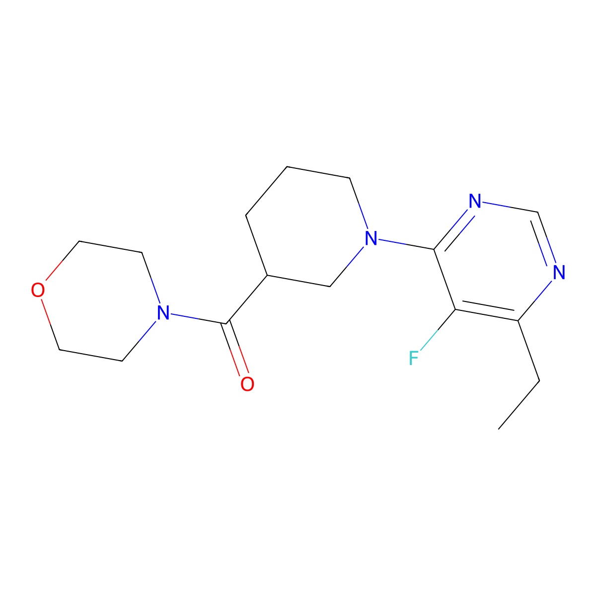 4-[1-(6-Ethyl-5-fluoropyrimidin-4-yl)piperidine-3-carbonyl]morpholine molecular structure, CAS 2741907-89-9