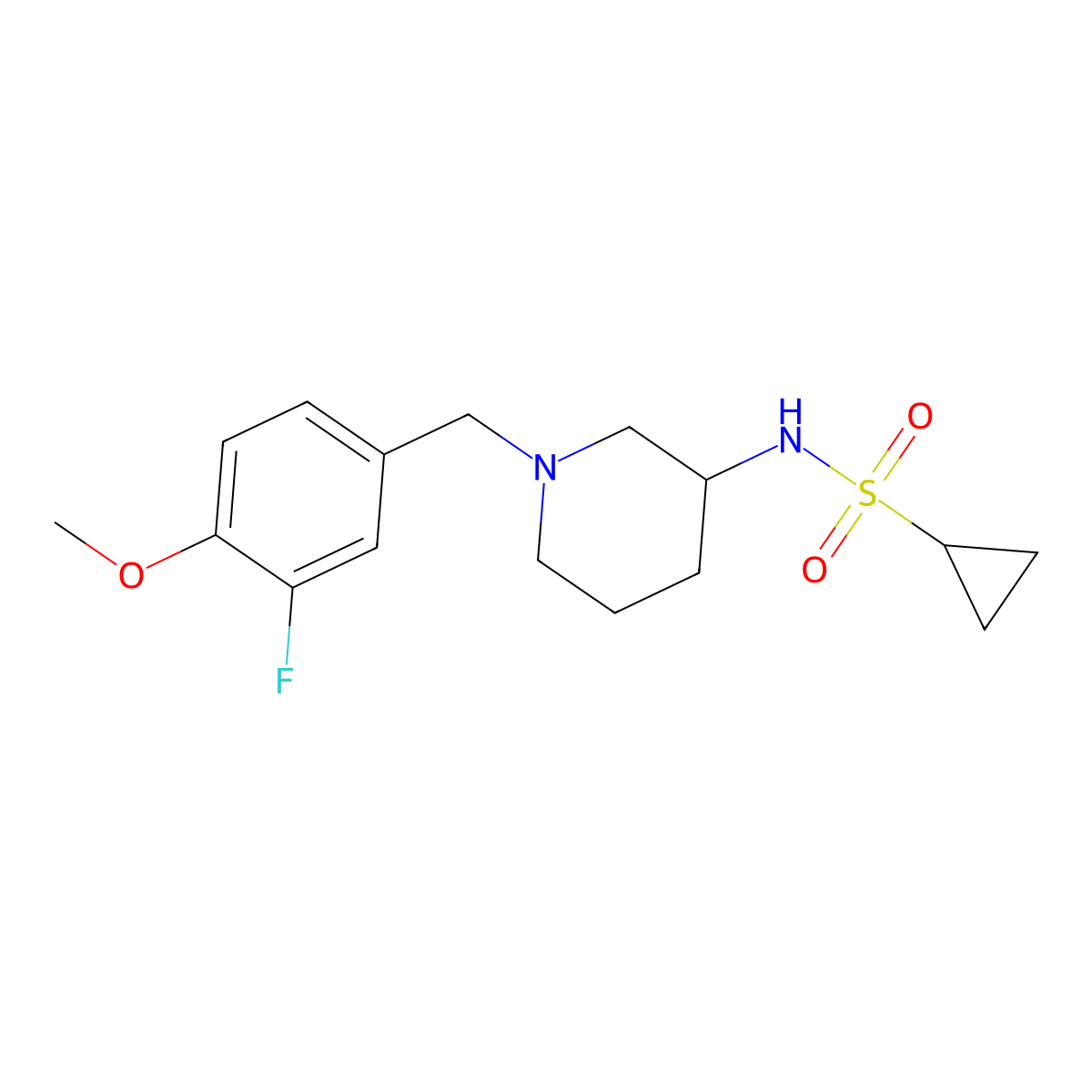 N-{1-[(3-fluoro-4-methoxyphenyl)methyl]piperidin-3-yl}cyclopropanesulfonamide molecular structure, CAS 2741907-90-2