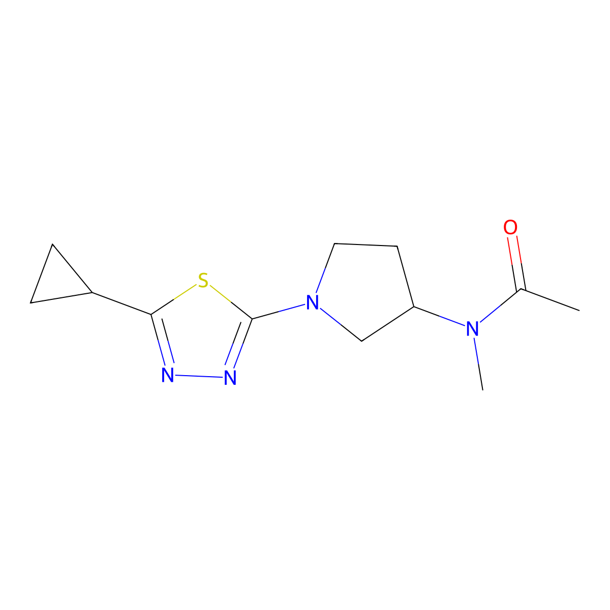N-[1-(5-cyclopropyl-1,3,4-thiadiazol-2-yl)pyrrolidin-3-yl]-N-methylacetamide molecular structure, CAS 2741907-92-4