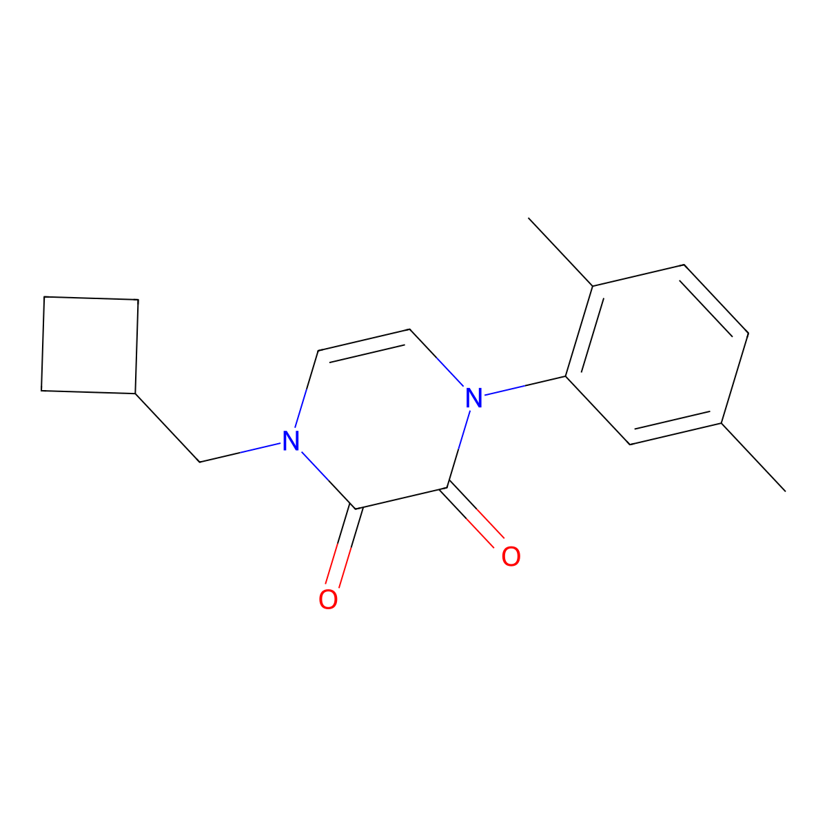 1-(Cyclobutylmethyl)-4-(2,5-dimethylphenyl)-1,2,3,4-tetrahydropyrazine-2,3-dione molecular structure, CAS 2741907-95-7