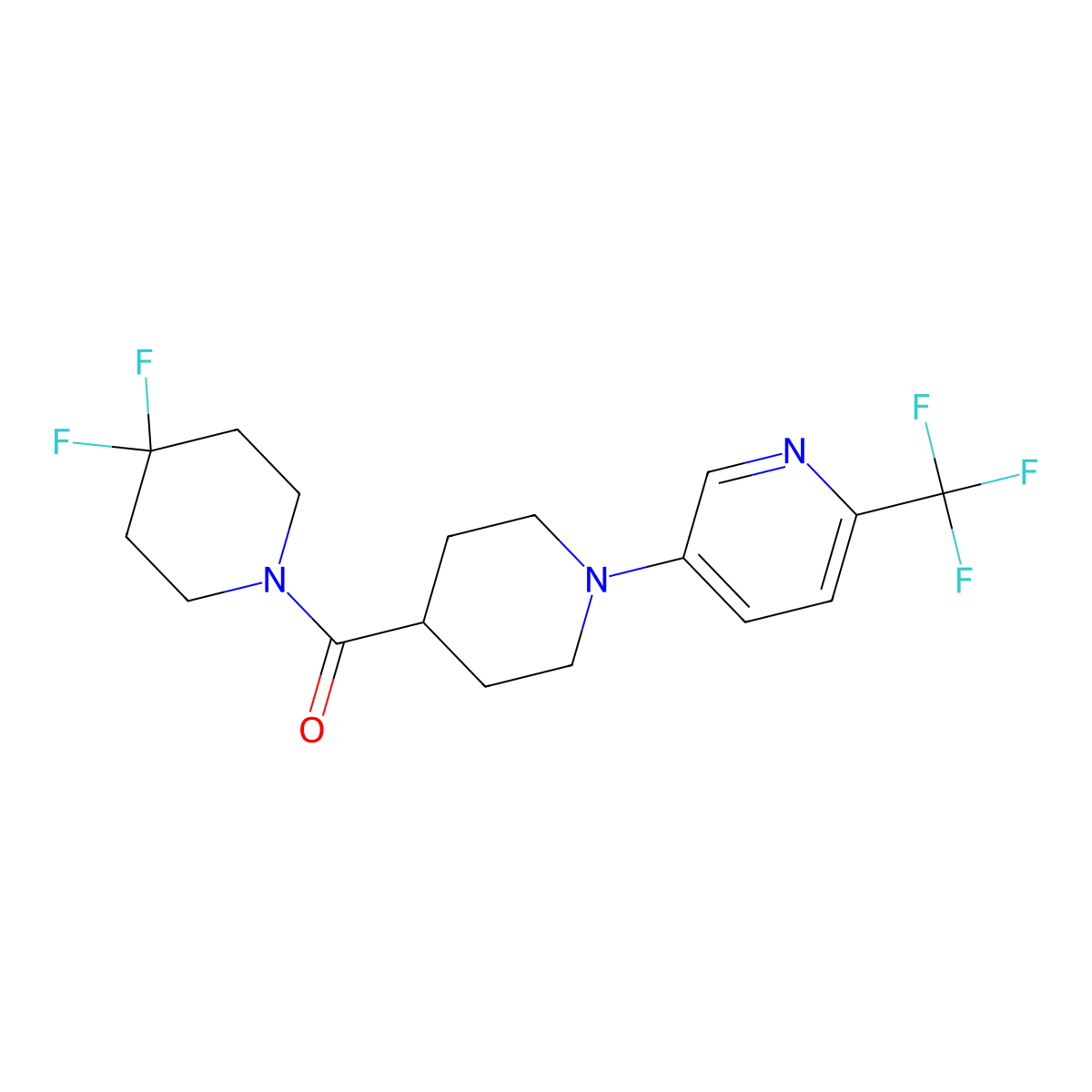 5-[4-(4,4-Difluoropiperidine-1-carbonyl)piperidin-1-yl]-2-(trifluoromethyl)pyridine molecular structure, CAS 2741908-01-8