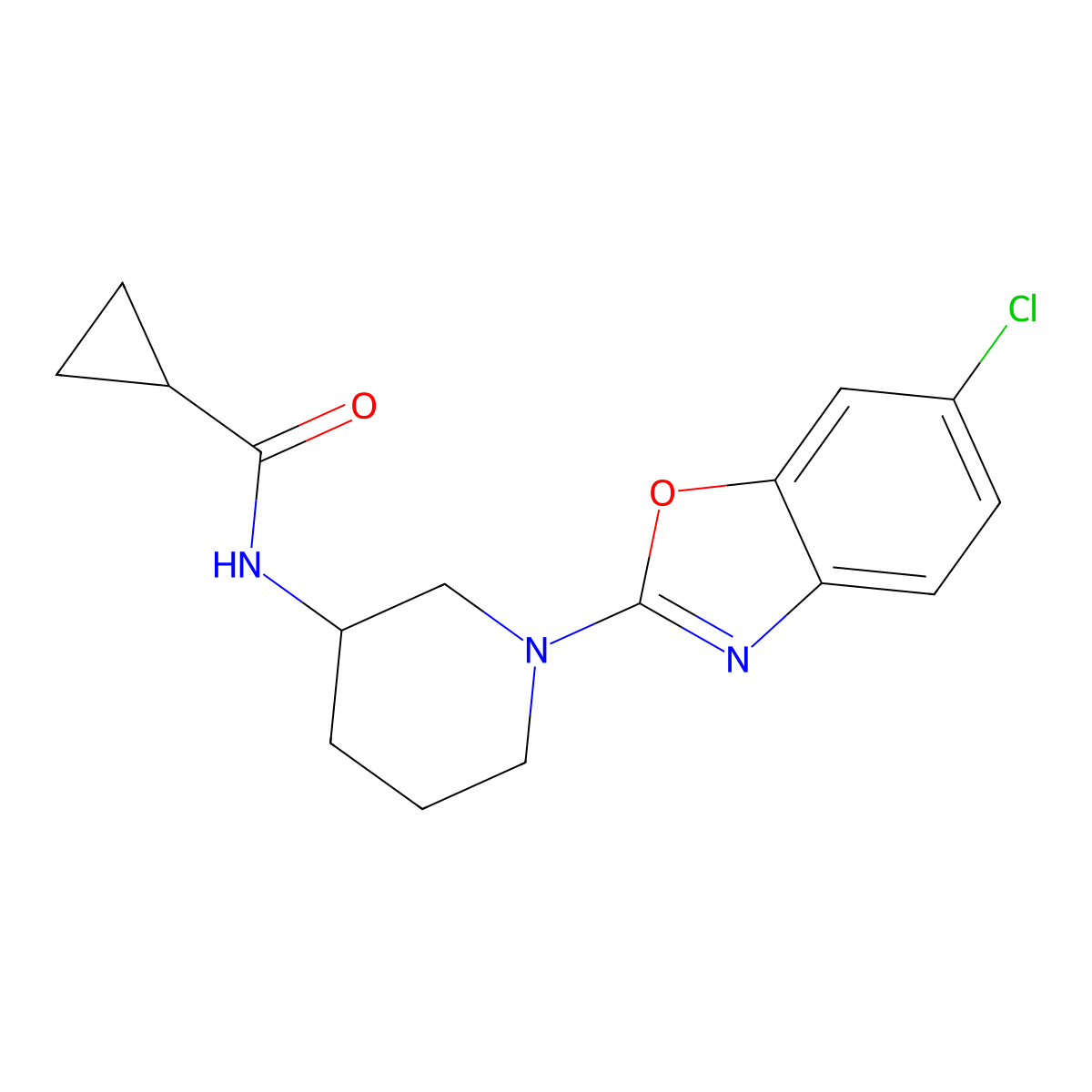 N-[1-(6-chloro-1,3-benzoxazol-2-yl)piperidin-3-yl]cyclopropanecarboxamide molecular structure, CAS 2741908-02-9