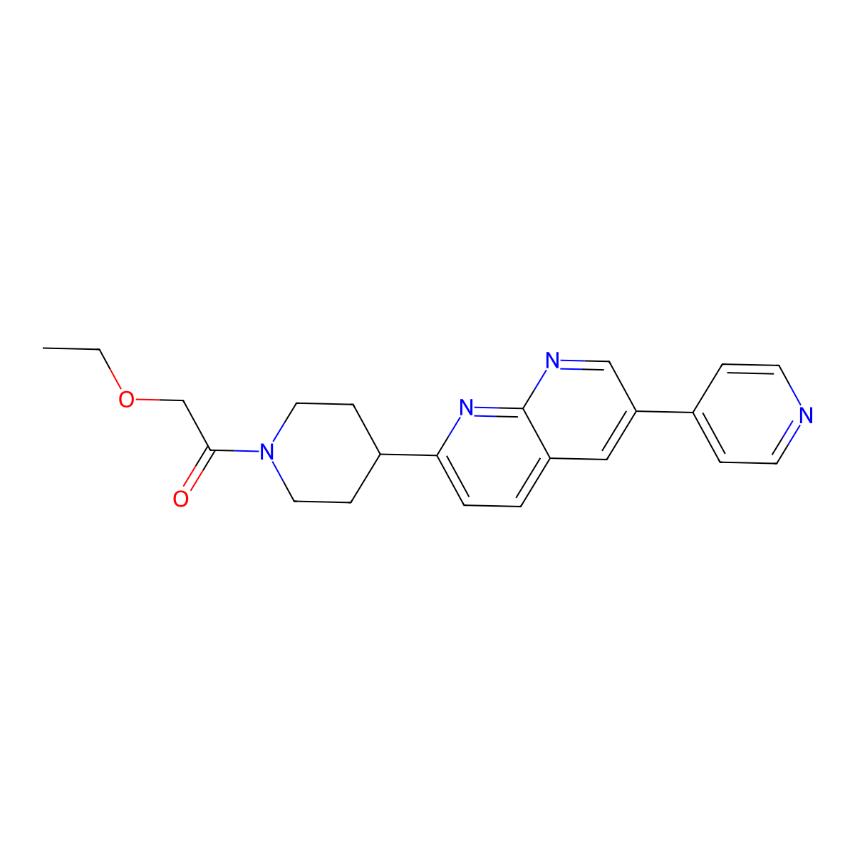 2-Ethoxy-1-{4-[6-(pyridin-4-yl)-1,8-naphthyridin-2-yl]piperidin-1-yl}ethan-1-one molecular structure, CAS 2741908-03-0