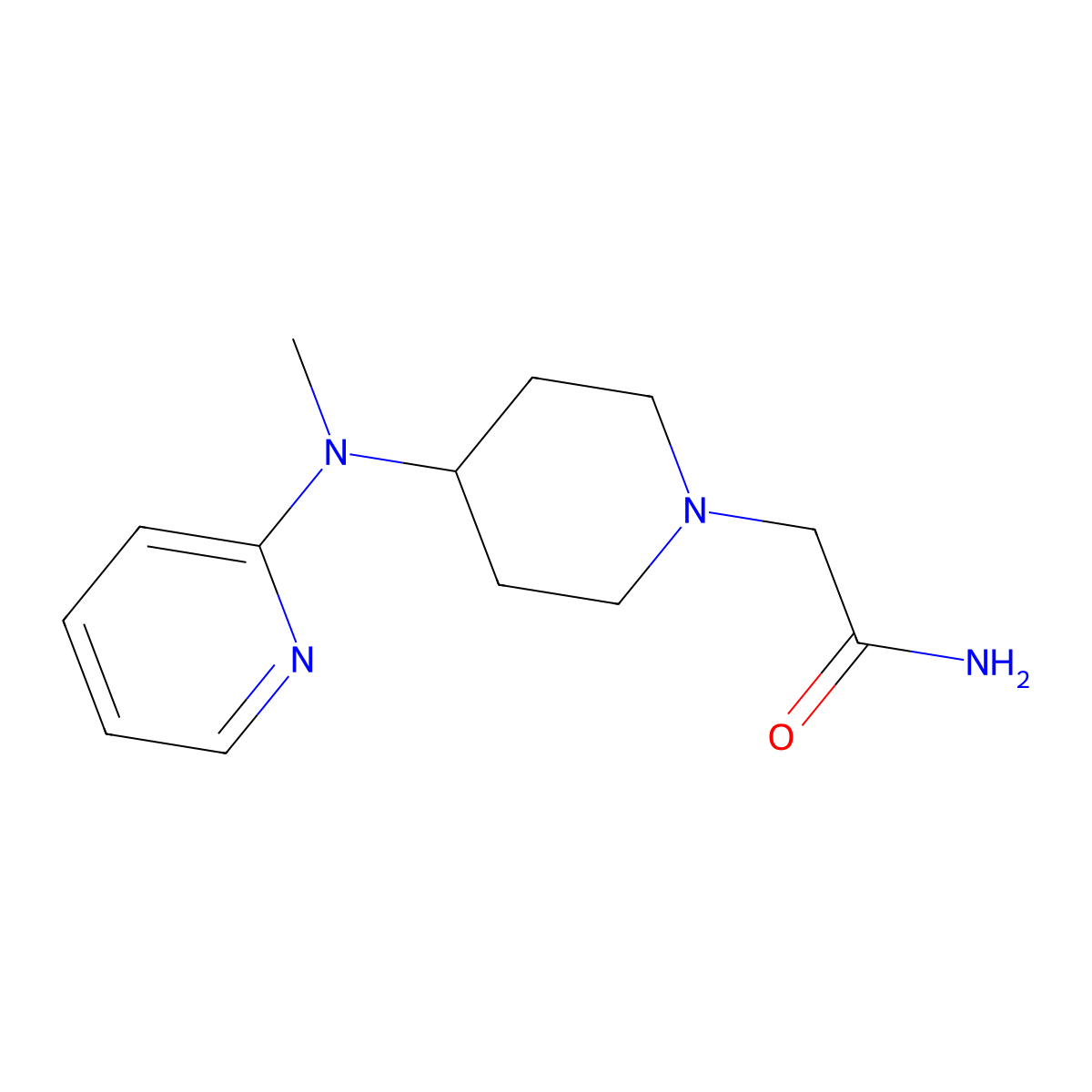 2-{4-[Methyl(pyridin-2-yl)amino]piperidin-1-yl}acetamide molecular structure, CAS 2741908-05-2