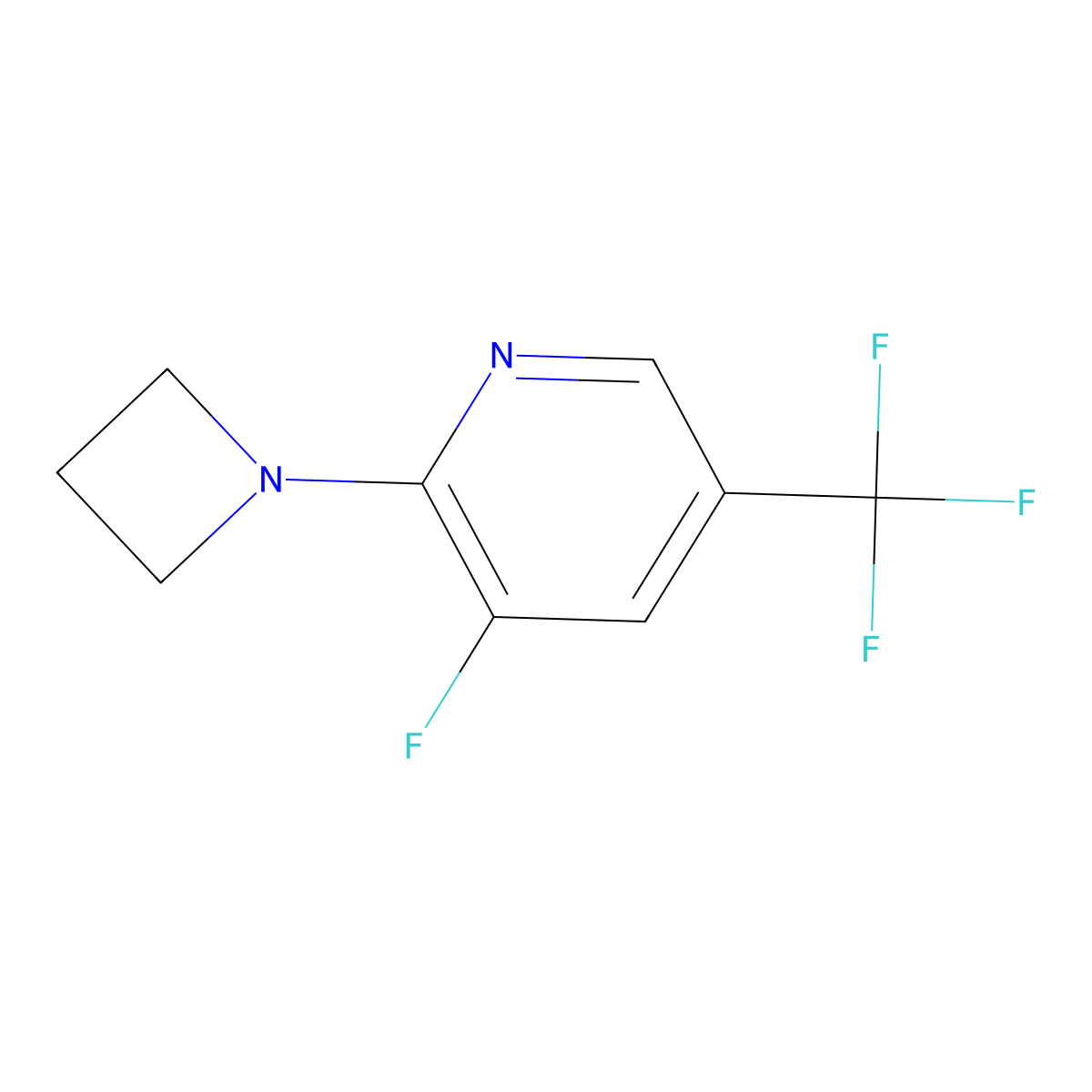 2-(Azetidin-1-yl)-3-fluoro-5-(trifluoromethyl)pyridine molecular structure, CAS 2741908-07-4
