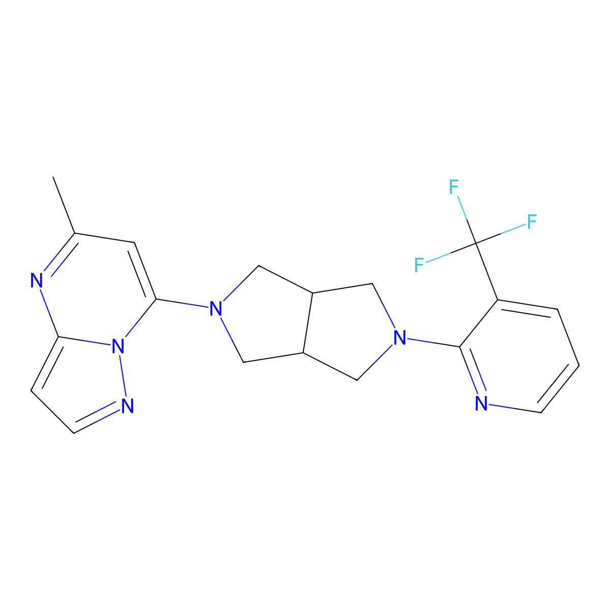 2-(5-{5-Methylpyrazolo[1,5-a]pyrimidin-7-yl}-octahydropyrrolo[3,4-c]pyrrol-2-yl)-3-(trifluoromethyl)pyridine molecular structure, CAS 2741908-08-5
