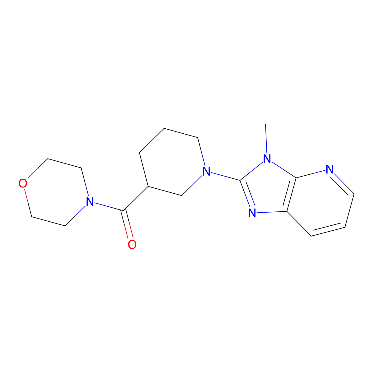 4-(1-{3-methyl-3H-imidazo[4,5-b]pyridin-2-yl}piperidine-3-carbonyl)morpholine molecular structure, CAS 2741908-11-0
